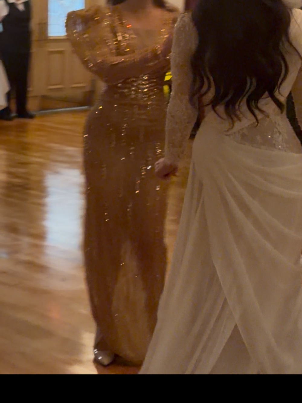 Gold Sequin Puff Sleeve Prom Dress - Elegant Evening Gown